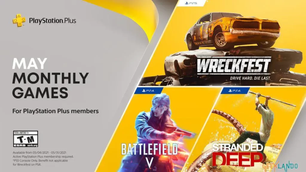 Jogos da Ps Plus para Maio 2021 Battlefield V Stranded Deep Wreckfest