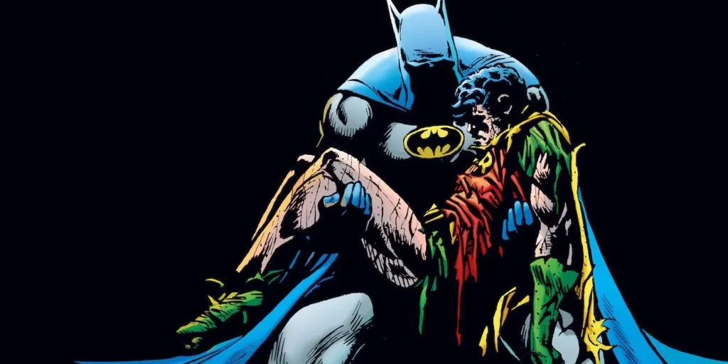 Batman with Robin in his arms on the cover of Death of the Family Batman-with-Robin-in-his-arms-on-the-cover-of-Death-of-the-Family