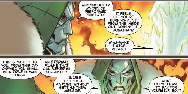 Doctor Doom Human Torch Fantastic Four O Doutor Destino acabou de levar o poder do Quarteto Fantástico ao limite