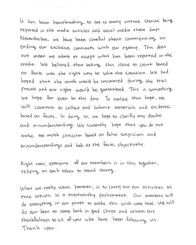 FIFTY FIFTY quebra o silêncio com carta manuscrita aos fãs FIFTY FIFTY quebra o silencio com carta manuscrita aos fas 3 819x1024