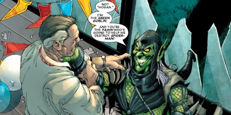 Green Goblin accosts J Jonah Jameson in House of M comic book 10 variantes mais poderosas do duende verde nos quadrinhos da Marvel