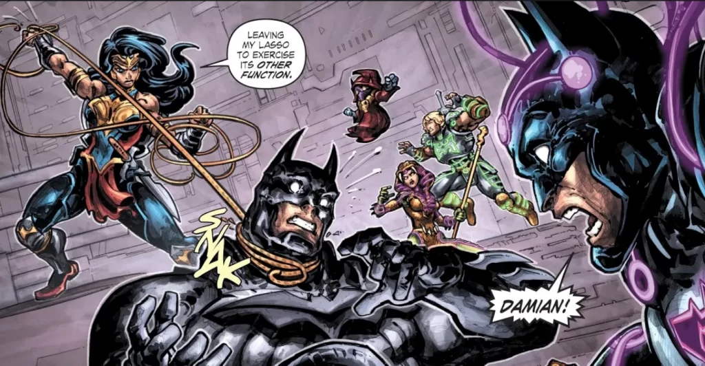 Mulher Maravilha mata Damian Wayne na frente do Batman 1024x532