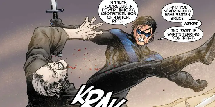 Nightwing vs Ras al Ghul Asa Noturna tomou o título de Batman derrotando o inimigo mais velho do Cavaleiro das Trevas