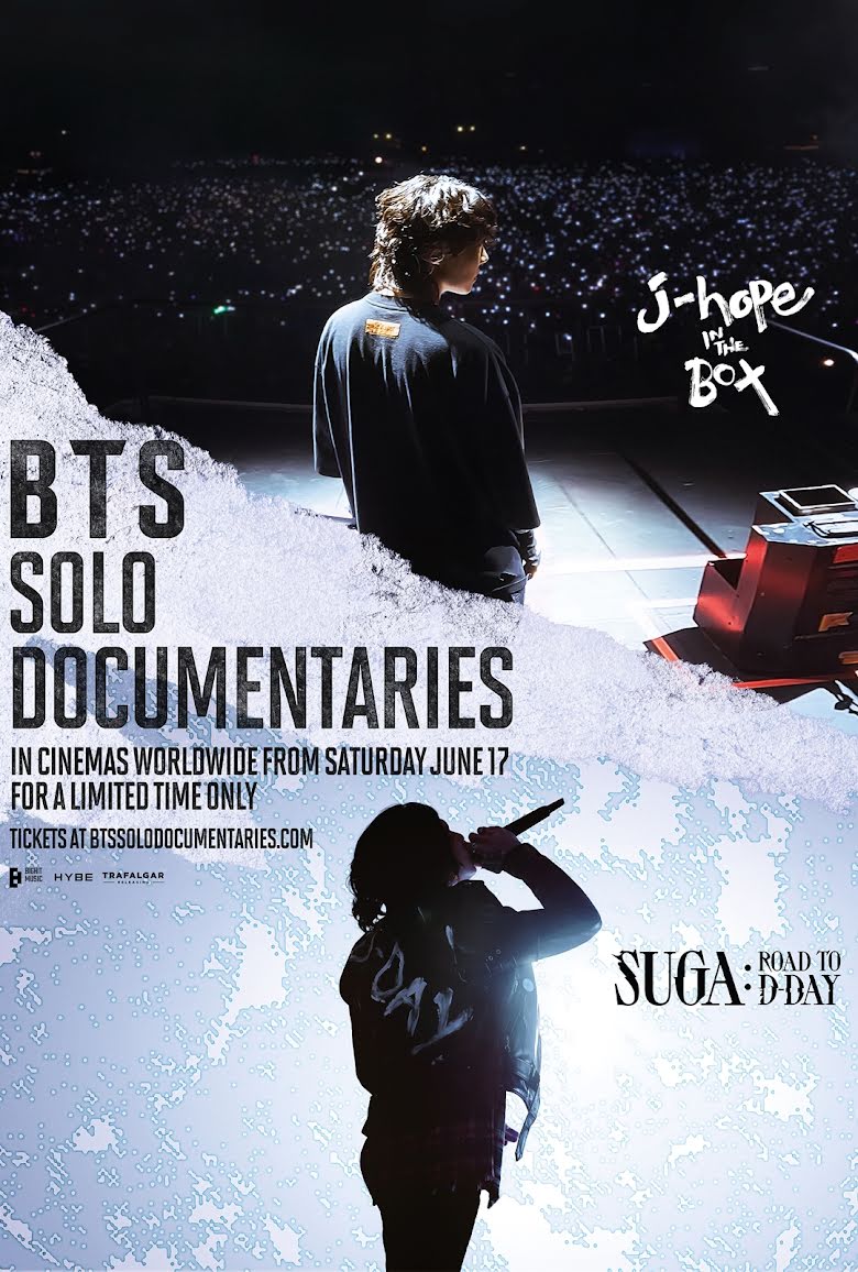 Zonas de fotos dos documentários solo de J-Hope e Suga do BTS são vistas no cinema