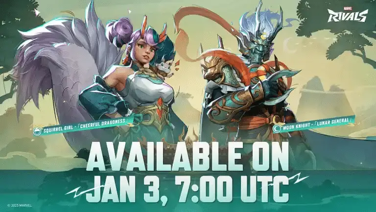 Skins Temáticas do Ano Novo Lunar Garota Esquilo e Cavaleiro da Lua para Marvel Rivals