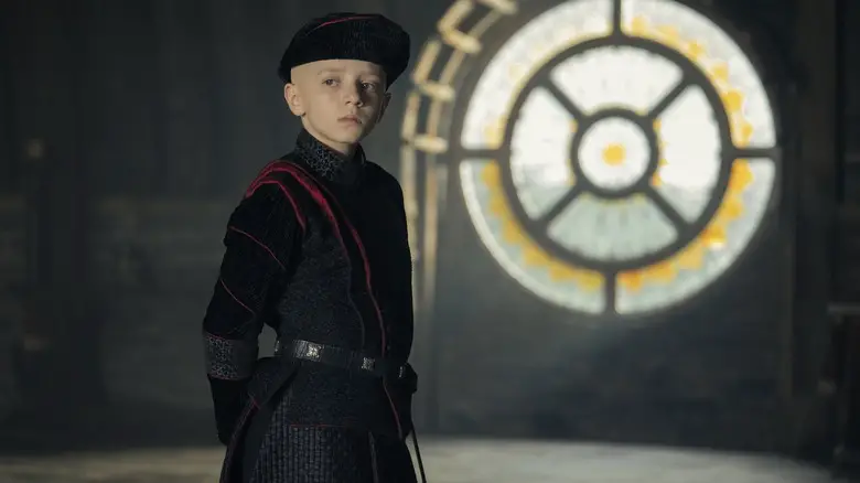 Dexter Sol Ansell as Egg looking regal in front of a window in A Knight of the Seven Kingdoms