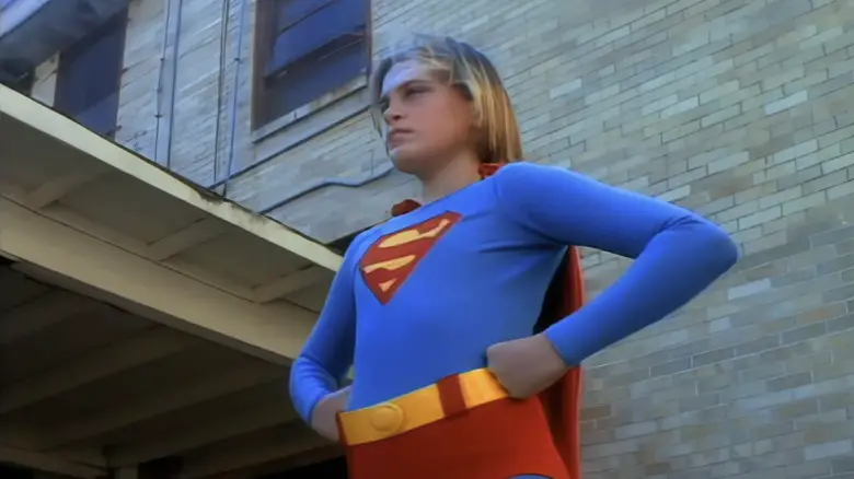 Joaquin Phoenix's Billy Hercules poses as Superboy in Superboy