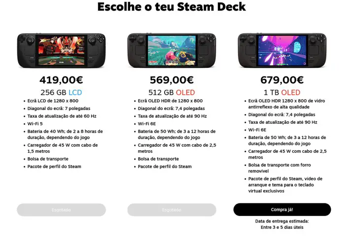 screenshot página Steam Deck