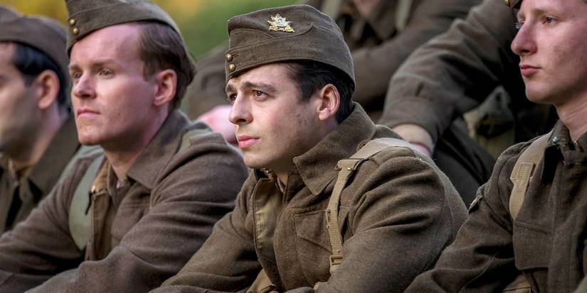 Anthony Boyle's Alvin sitting with troops in The Plot Against America