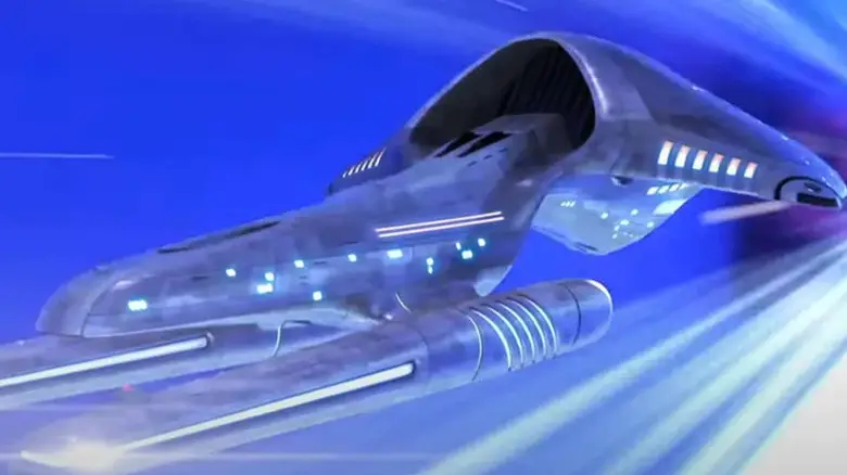 The USS Dauntless moves at warp speed in Star Trek: Prodigy