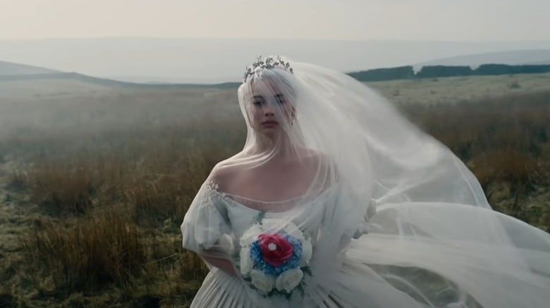 Cathy in her bridal gown in Wuthering Heights