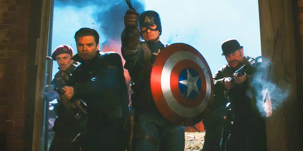 Captain America with the Howling Commandos in Captain America The First Avenger