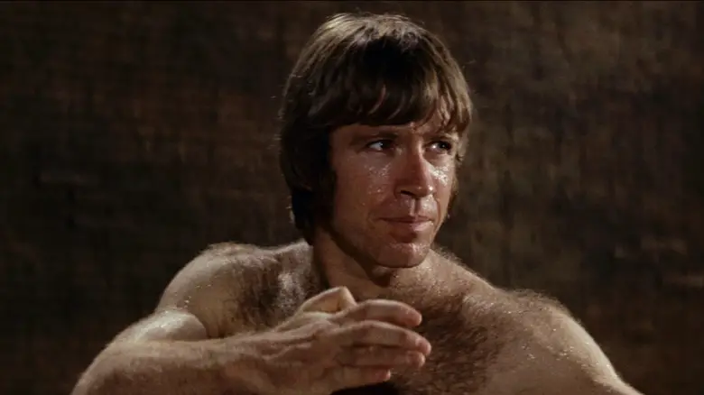 Colt about to fight Bruce Lee in The Way of the Dragon