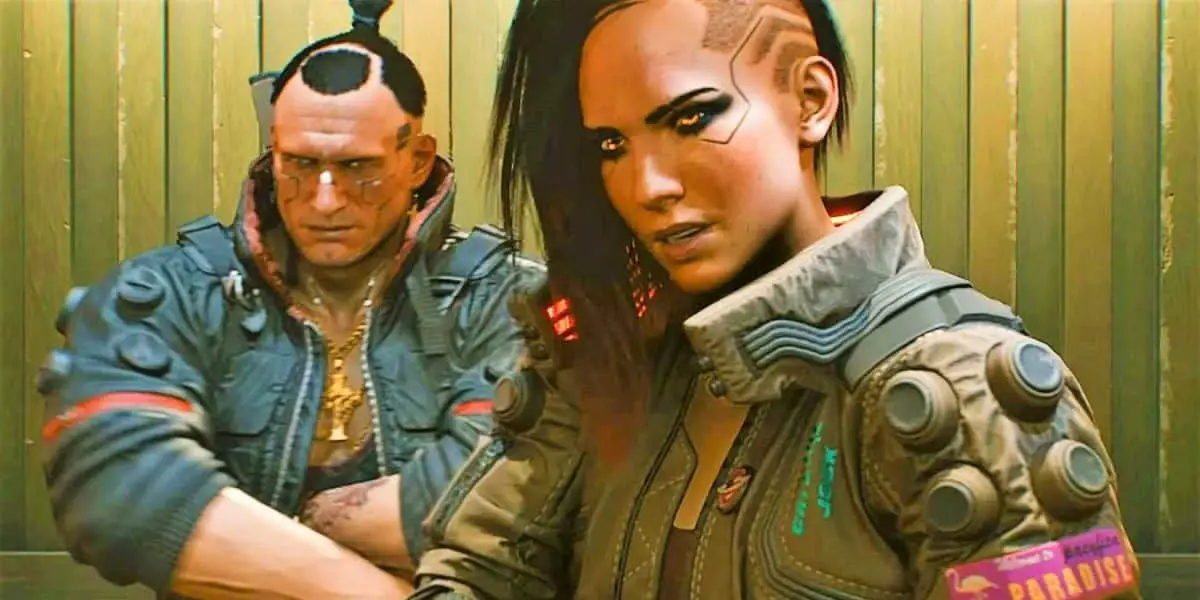 Cyberpunk 2077 characters looking toward the viewer