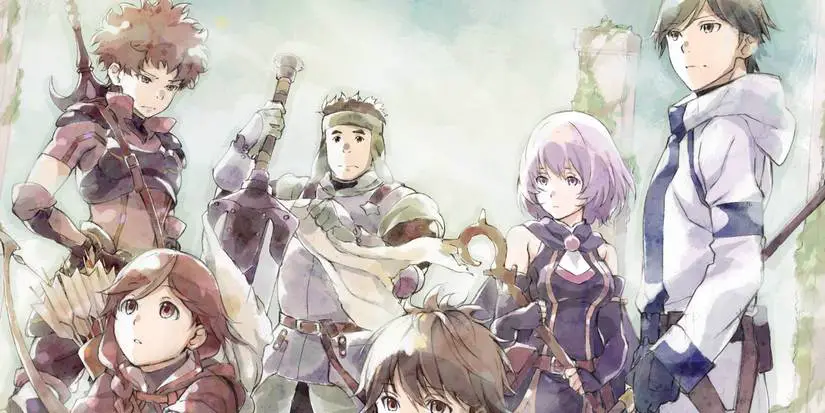 Haruhiro, Shihoru, Ranta, Yume and Manato from the Grimgar, Ashes and Illusions anime series