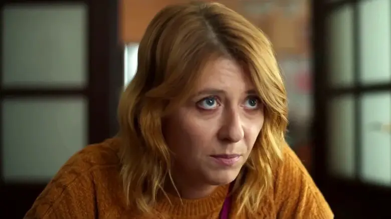 Magda Borowska (Anna Smołowik) looks up quizzically in In for a Murder