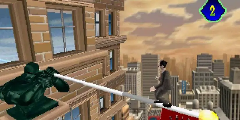 Tahou balances in mini-game action in PlayStation's Incredible Crisis.