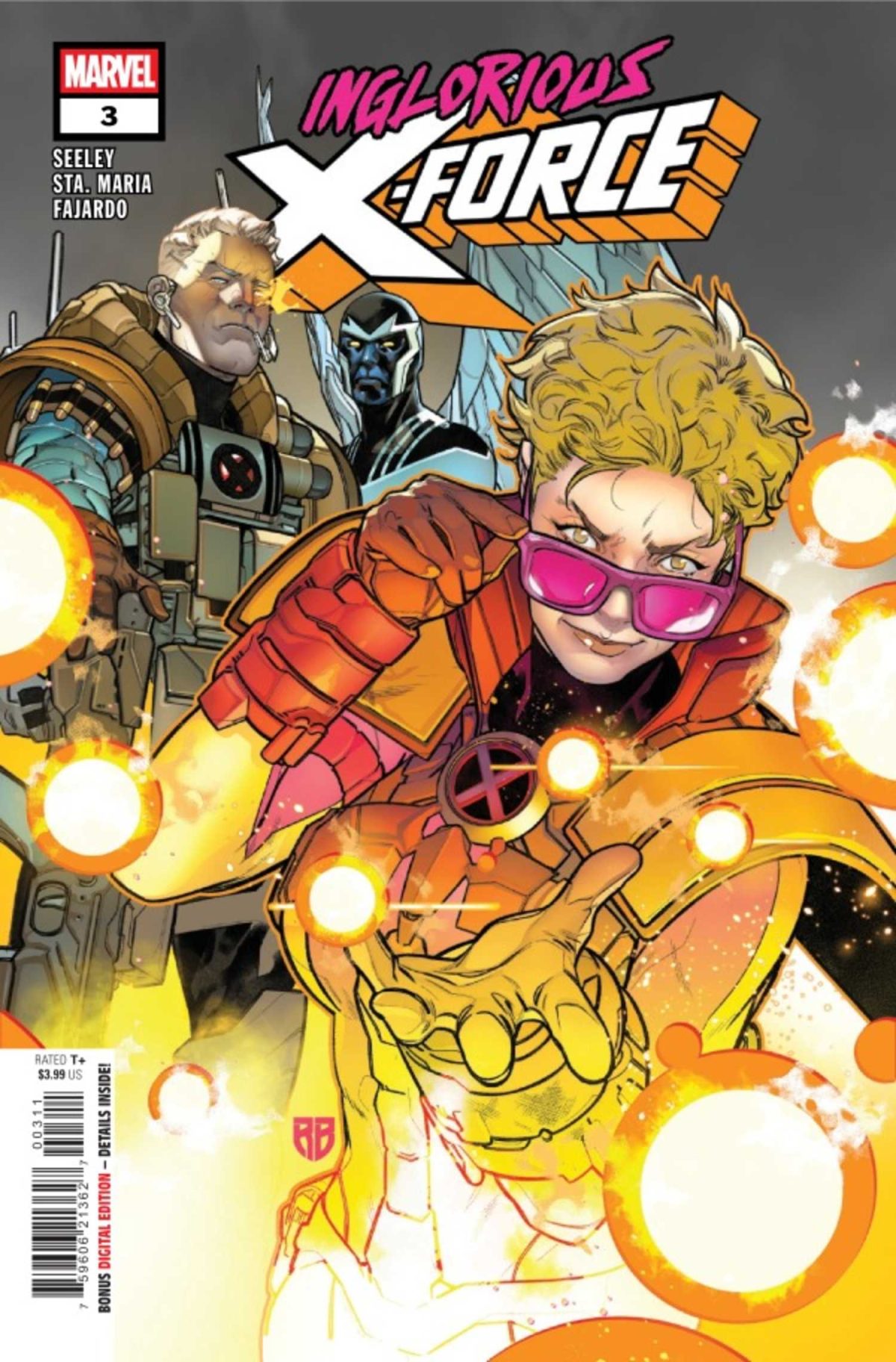 Inglorious X-Force #3 cover, featuring Boom Boom, Archangel, and Cable