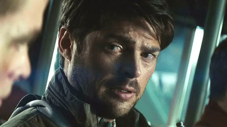 Dr. McCoy, grizzled, in the 2009 movie Star Trek