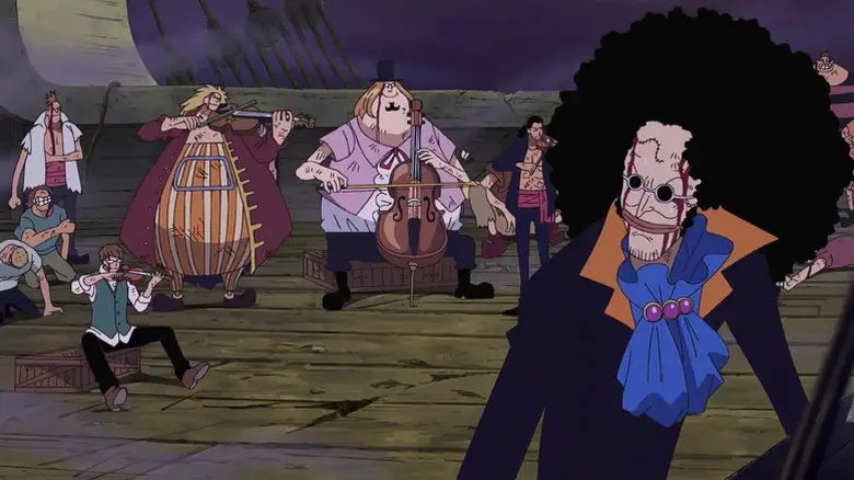 Brook and the Rumbar Pirates singing a song in One Piece