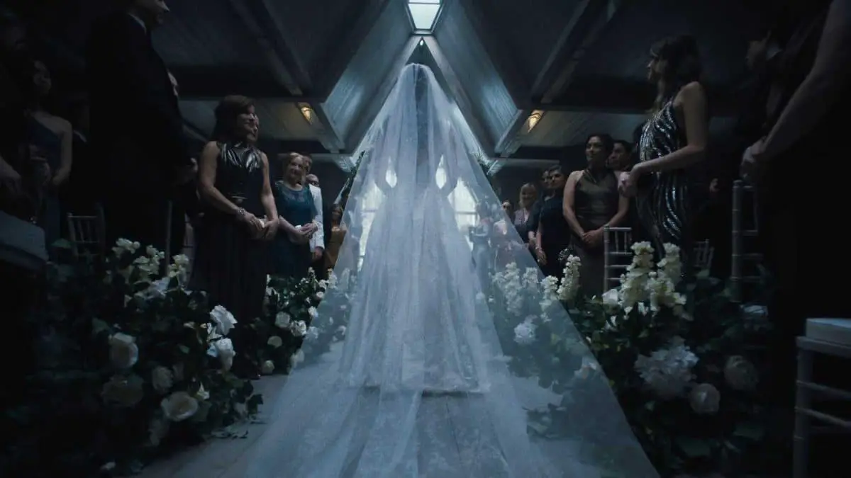 Jennifer Jason Leigh as Victoria, Camila Morrone as Rachel Harkin in episode 108 of Something Very Bad Is Going To Happen.