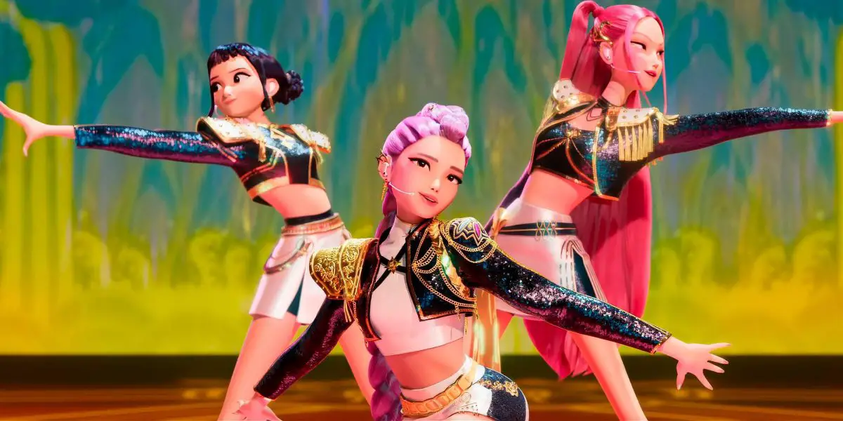 The girl group Hunterx posing in Kpop Demon Hunters