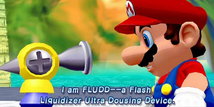F.L.U.D.D introduces itself to Mario in Super Mario Sunshine.
