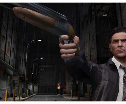 max payne pointing a shotgun