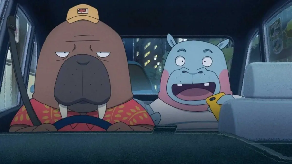 Odd Taxi's Odokawa Driving a Hippo
