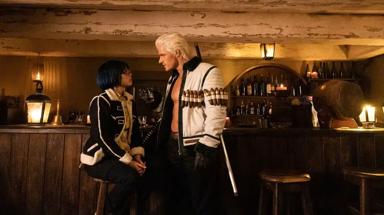 Smoker conversing with his colleague Tashigi in One Piece season 2