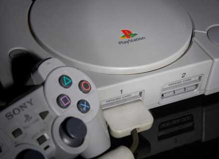 Sony PS1 with a dark background