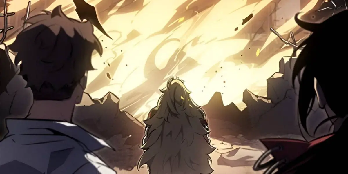 The National Level Hunters Siddharth Bachchan, Thomas Andre and Liu Zhigang looking at Kamish in Solo Leveling ARISE Thomas Andre Origin