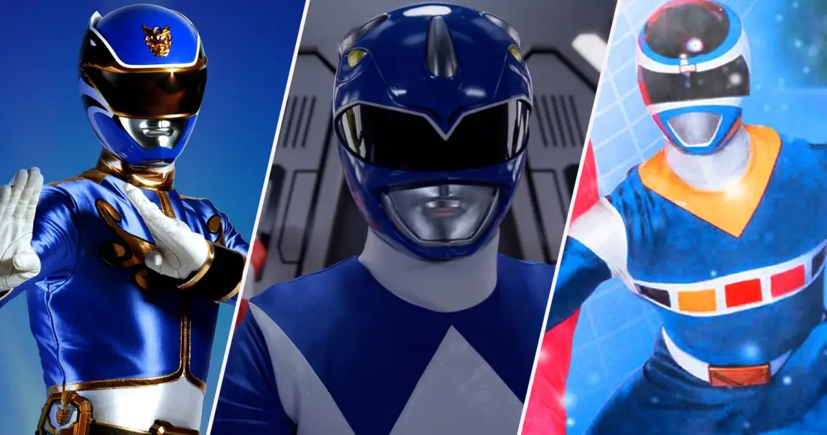 Blue Megaforce Ranger, Blue Power Ranger, and Blue Ranger in Space