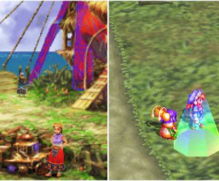 Exploring a town in Chrono Cross and Save point in Grandia