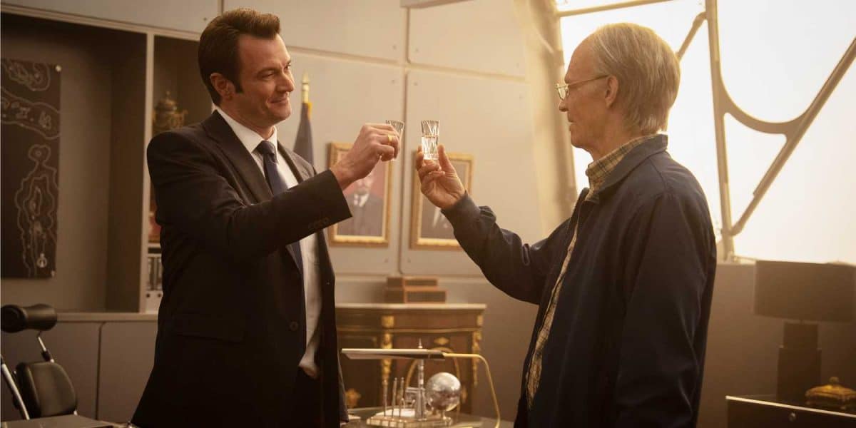 Governor Polivanov toasting with Ed Baldwin in his office.