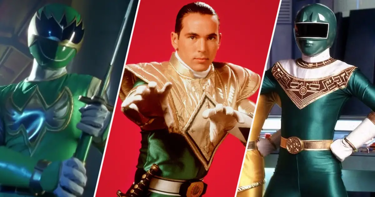 Green Ninja Storm Ranger, Tommy Oliver as the Green Ranger, and Green Zeo Ranger in Power Rangers