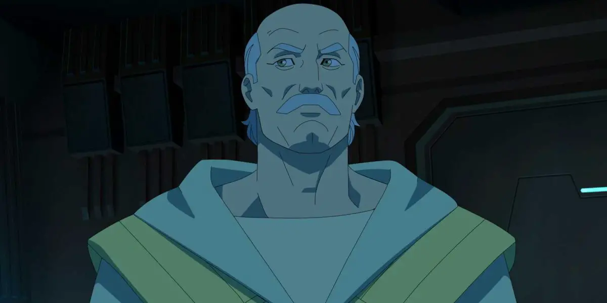 Invincible's Thaedus removes his mustache to reveal he is a Viltrumite