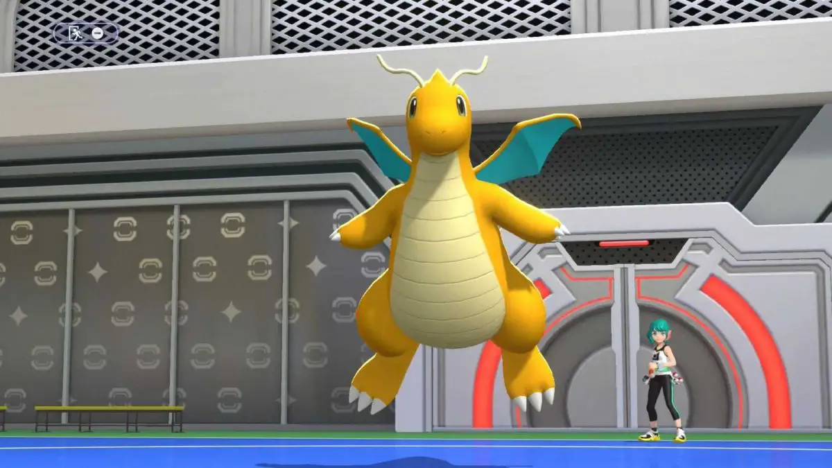 Dragonite hovers in the air in Pokemon CHampions.