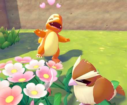 Charmander and Pidgey in Pokopia