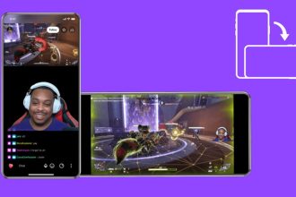 Streamers usando a nova funcionalidade de transmissão em formato duplo da Twitch.