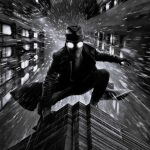 Imagem da série Spider-Noir com estética noir