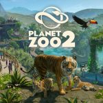 Imagem do jogo Planet Zoo 2 mostrando animais aquáticos e terrestres em um zoológico.
