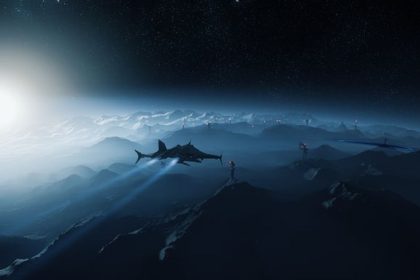 Imagem de Star Citizen com naves espaciais no espaço