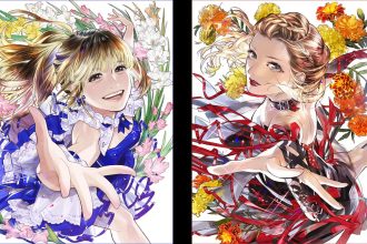 Ilustrações de Amber Glenn e Alysa Liu como personagens de anime.