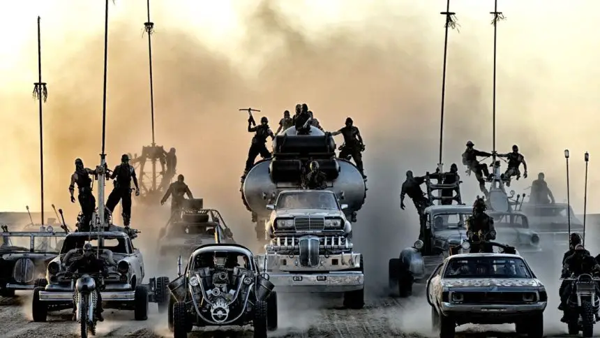 Imagem de Mad Max mostrando um carro em alta velocidade em um deserto