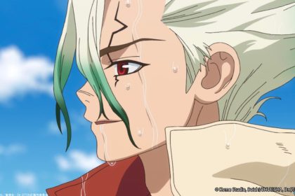 Senku em traje espacial no novo visual de Dr. STONE SCIENCE FUTURE
