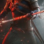 Geralt de Rívia empunhando uma espada na expansão Songs of the Past