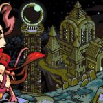 Imagem do jogo Mina the Hollower com fundo vibrante e personagens em combate.