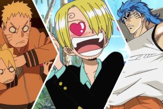 Personagens clássicos de shonen em uma colagem