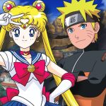 Personagens de Sailor Moon e Naruto se encontrando em um crossover épico.